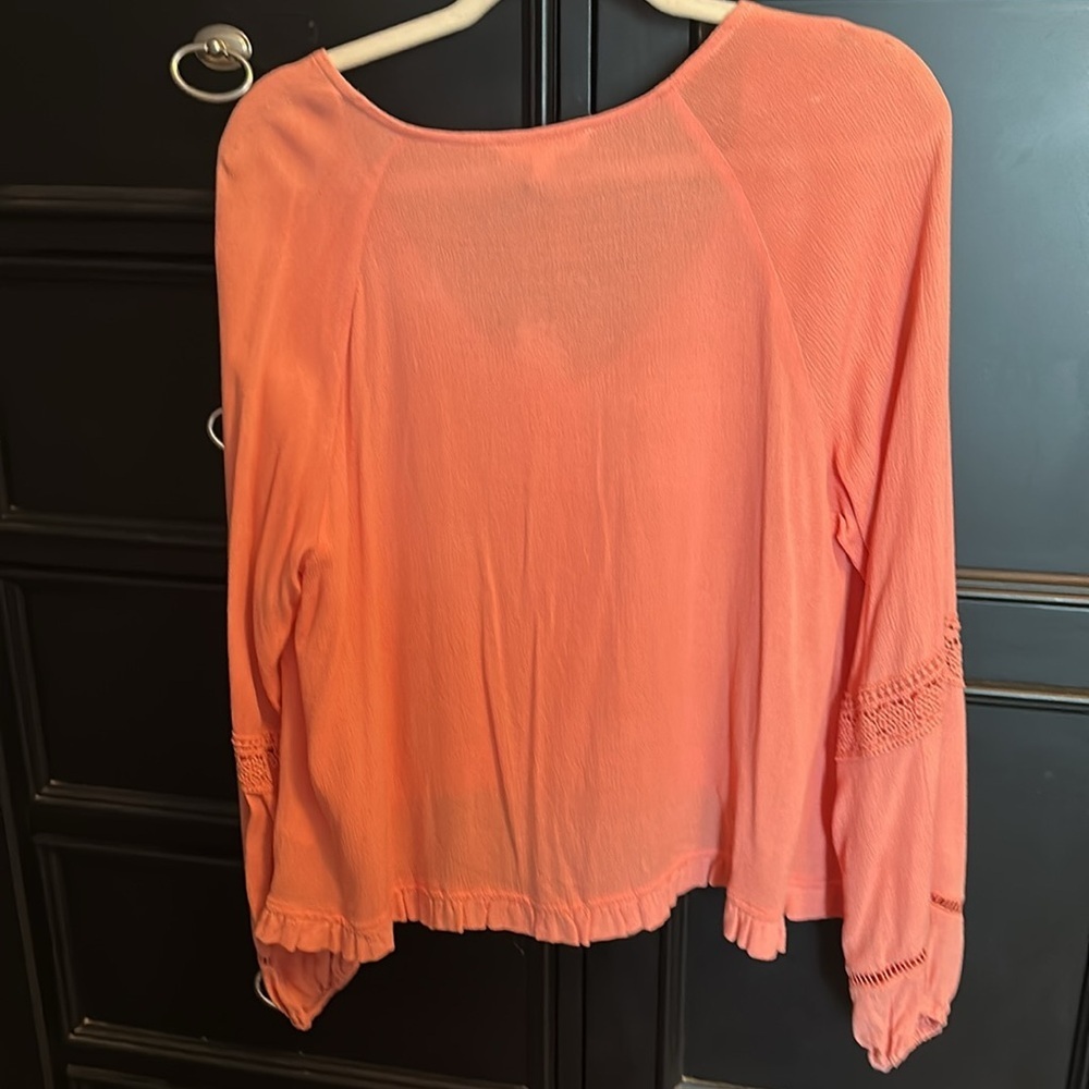 Newbury Kustom Lg NWT Pink Puff Sleeve Crop Blouse - Picture 5 of 5